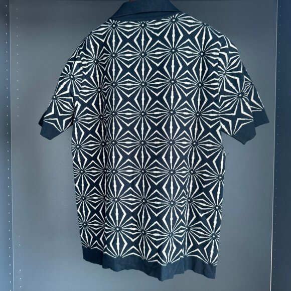 Far Afield Zigger Polo Cardigan - Meteorite Black - Picture 2 of 5